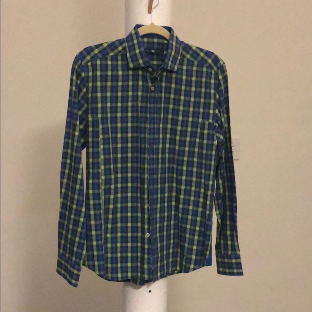 Blue and green gingham shirt